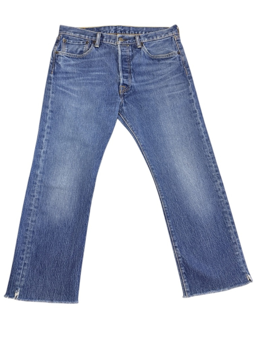 Levi's 501 Cropped Button
Fly Mid-High Rise Jeans Relaxed
Straight Raw Hem 32